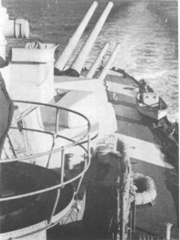 Bolzano's two twin 203mm forward turrets