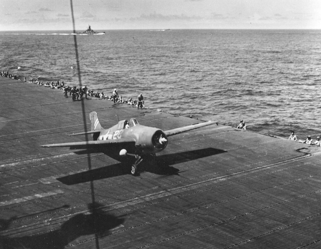 Grumman F4F-4 Wildcat of VC 39 White 28 aboard CVE-56 USS Liscome Bay 1943