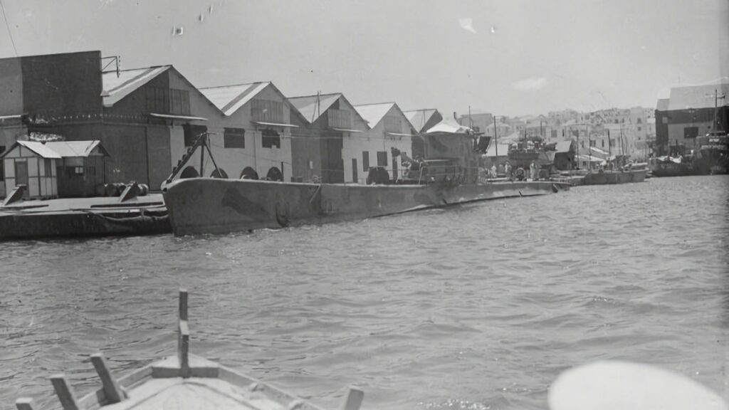 The captured Perla, at anchor in Beirut harbour, Syria 17 July 1942