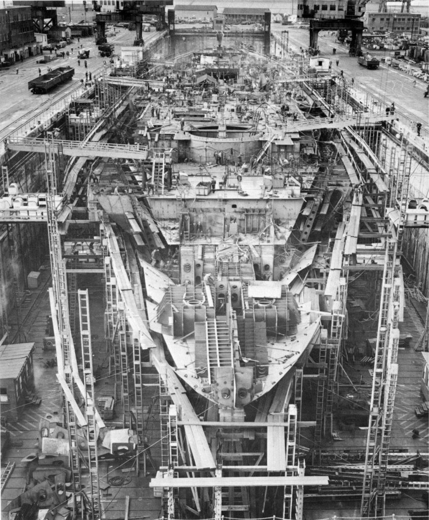 USS Kentucky (BB-66) under construction, Feb 4, 1946