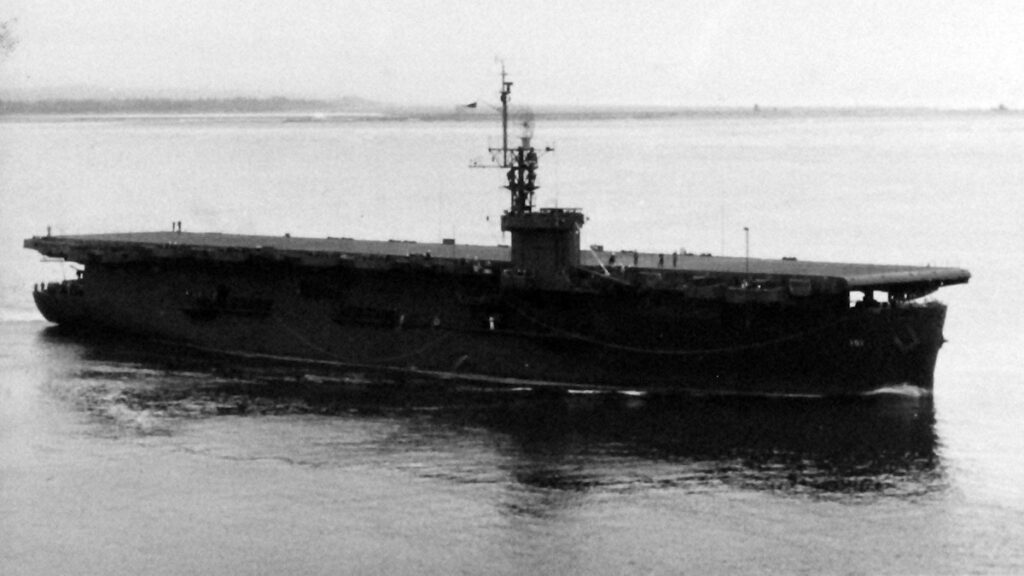 USS Matanikau (CVE-101), broadside view, taken on 13 July 1944