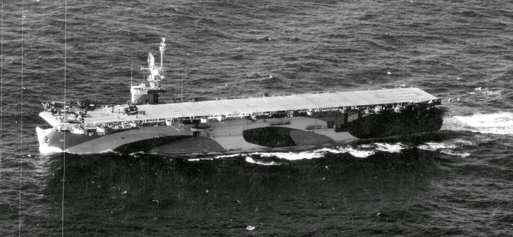 USS Matanikau (CVE-101) wearing camouflage Measure 32, Design 16A