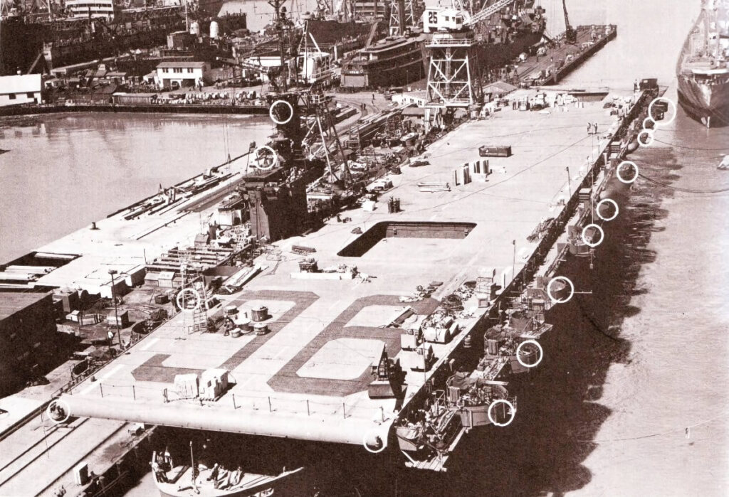 USS Salamaua (CVE-96) showing standard improvements in this 1 November 1945 photograph