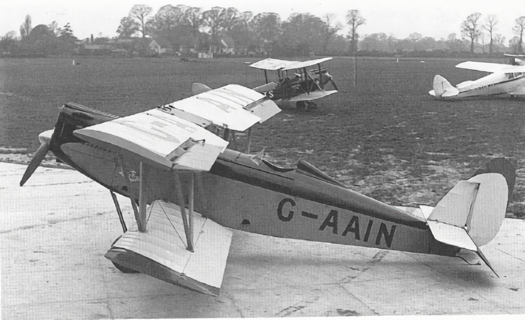 The second Elf built (G-AAIN), powered by an uprated 120 hp ADC Cirrus Hermes II, and with horn-balanced rudder