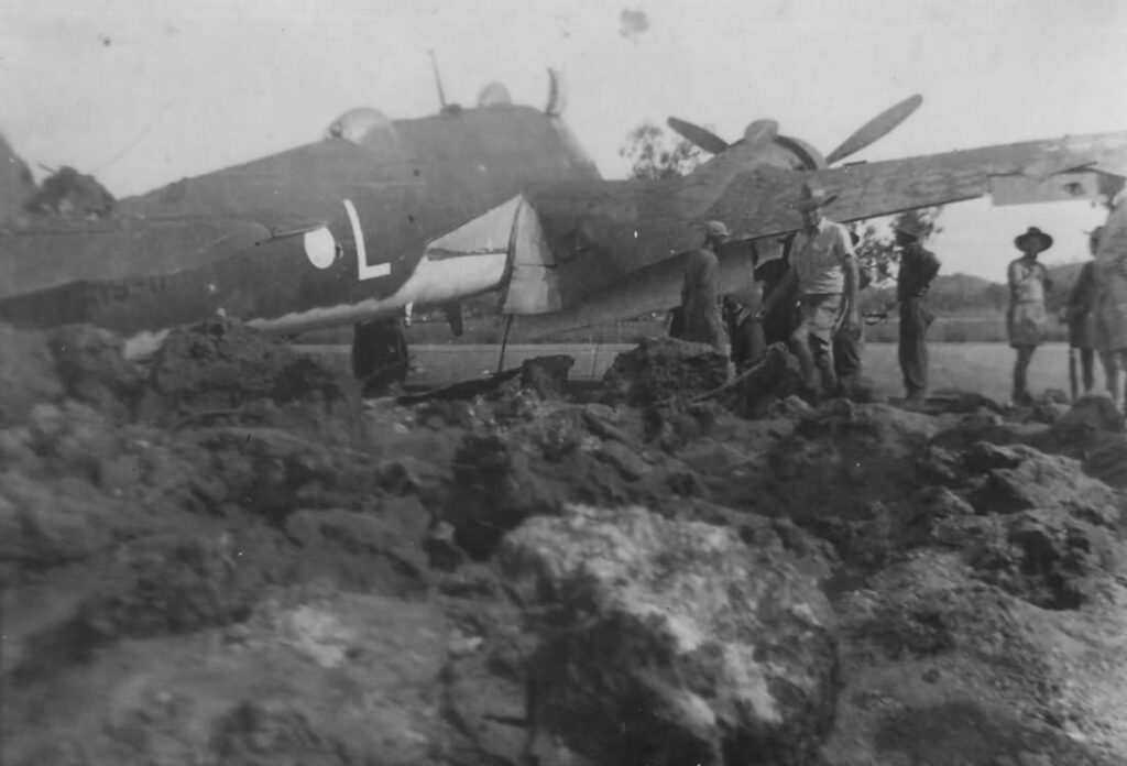 Beaufighter IC RAAF 30 Sqn L A19-11 bomb damaged Ward Strip PNG 12th Apr 1943