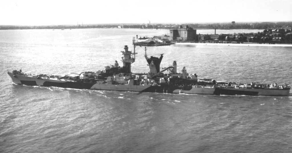 USS Alaska (CB-1) Port side view while underway, possibly soon after commissioning.