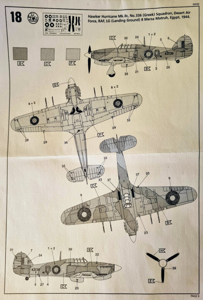 Hawker Hurricane Mk.IIC 336 (Greek) Squadron RAF. Desert Air Force Egypt 1944. Revell 1:72 Scale Painting Guide