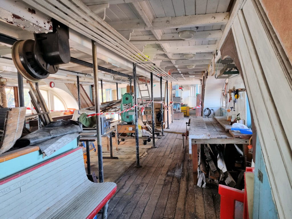 Inside lower deck of ferry