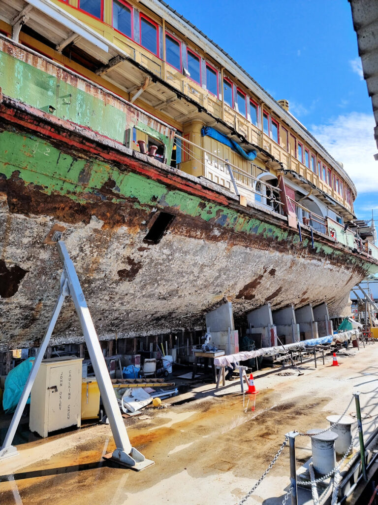 Exterior showing corrosion of hull