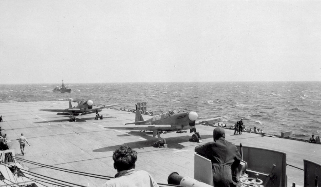 Fairey Firefly aircraft on HMCS Warrior