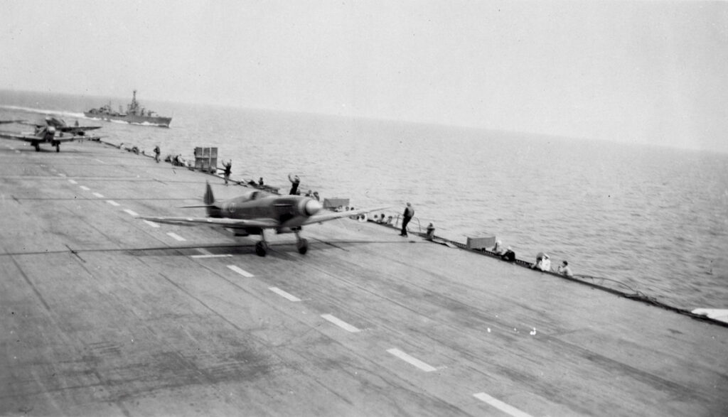 Supermarine Seafire taking off from HMCS Warrior