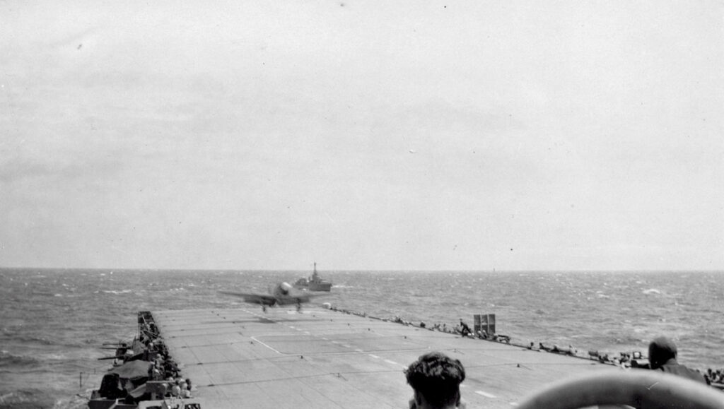 Fairey Firefly landing on HMCS Warrior