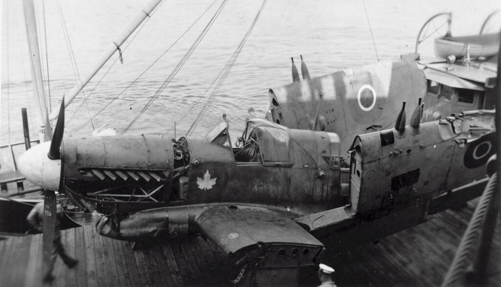 Crashed Fairey Firefly on HMCS Warrior