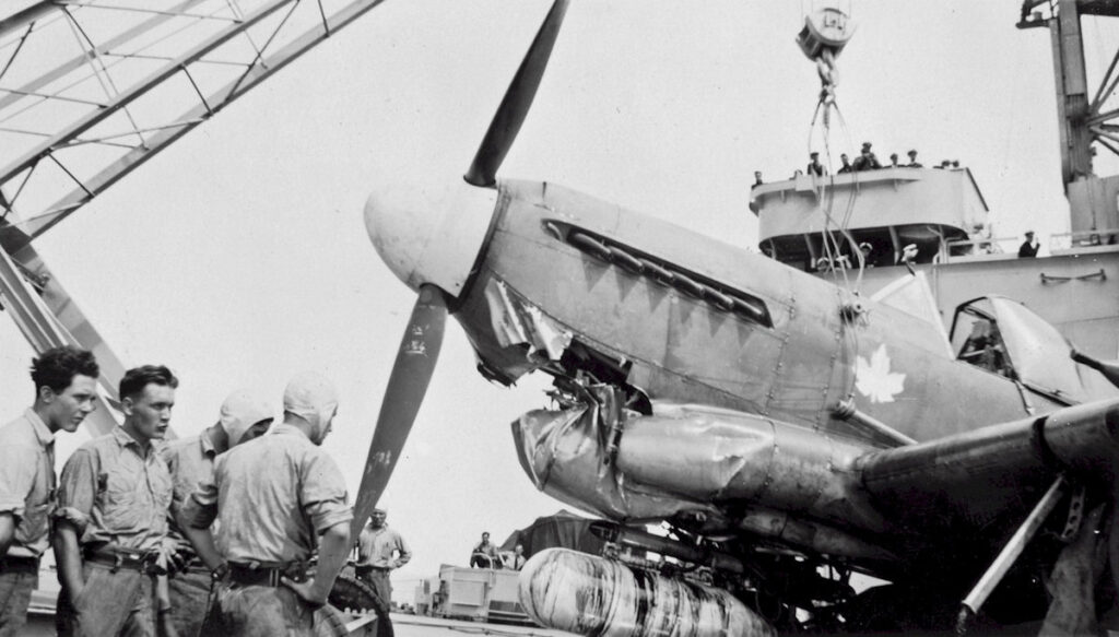 Crashed Fairey Firefly on HMCS Warrior