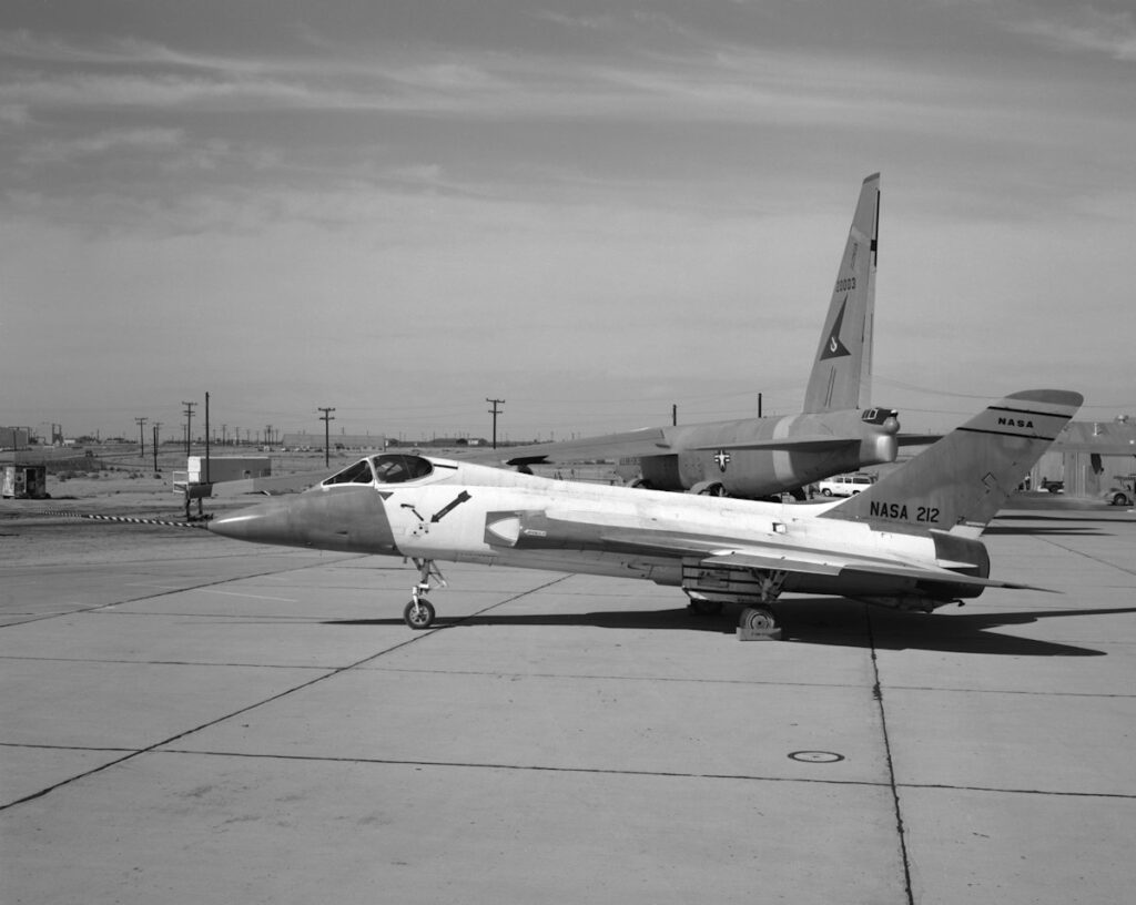 Douglas F5D Skylancer NASA 212 modified as the X-20 Dyna-Soar vision field simulator