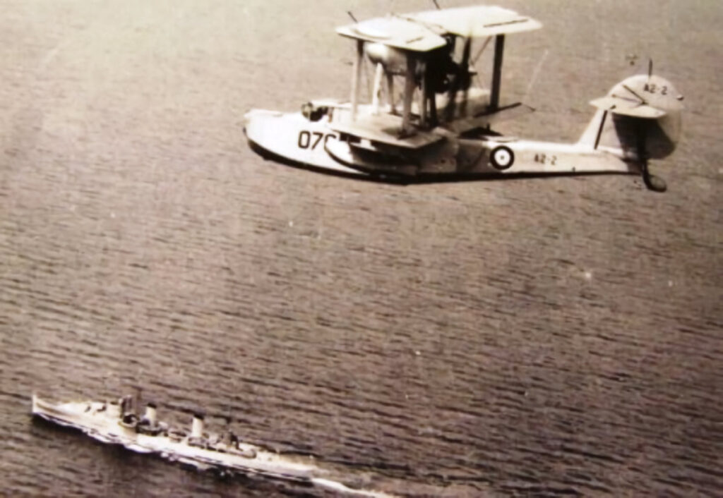 Supermarine Seagull V A2-2 over HMAS Sydney