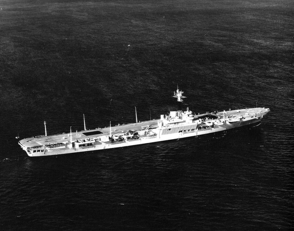 HMS Warrior (R31) in 1957