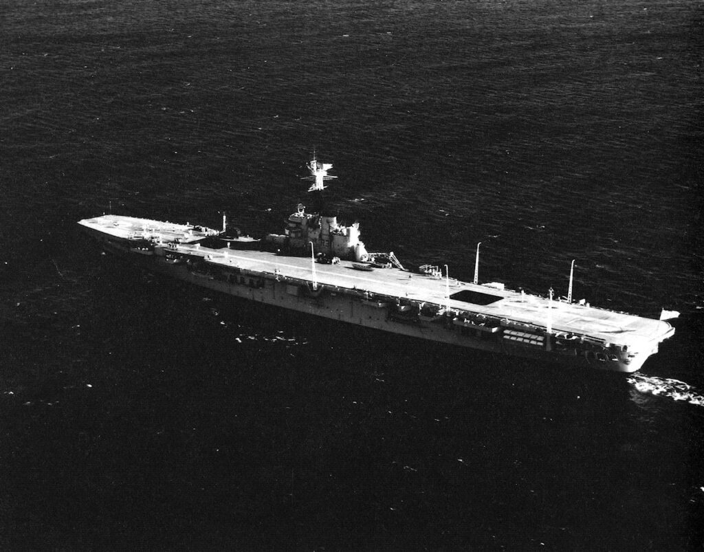 HMS Warrior (R31) in 1957