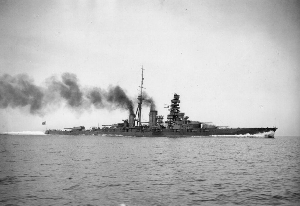 Haruna undergoes trials after reconfiguration from a battlecruiser to a battleship 1928