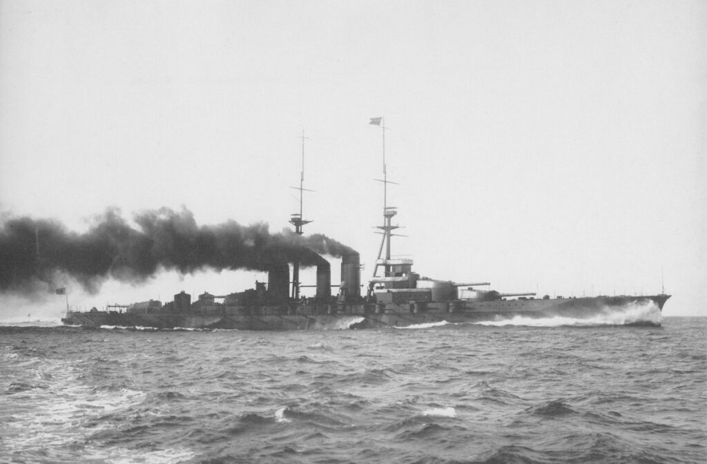 Haruna undergoing sea trials in 1915