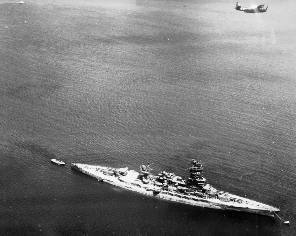 Nagato at Yokosuka Naval Base, probably after the Japanese surrender