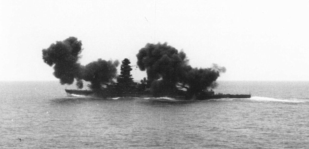 Nagato firing her main armament, 21 May 1936