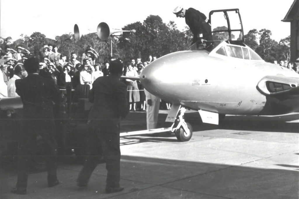 de Havilland Sea Vampire T.22 A79-837 being accepted June 1954