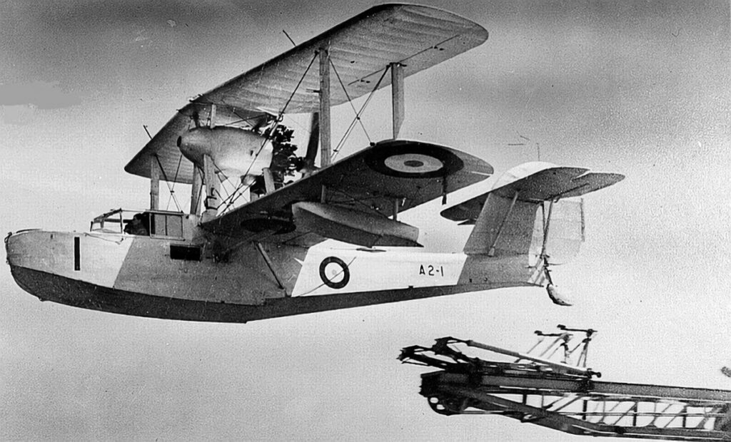 Supermarine Seagull V A2-1 being launched from HMAS Canberra