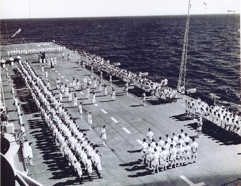 Sunday divisions on HMCS Warrior (R31)