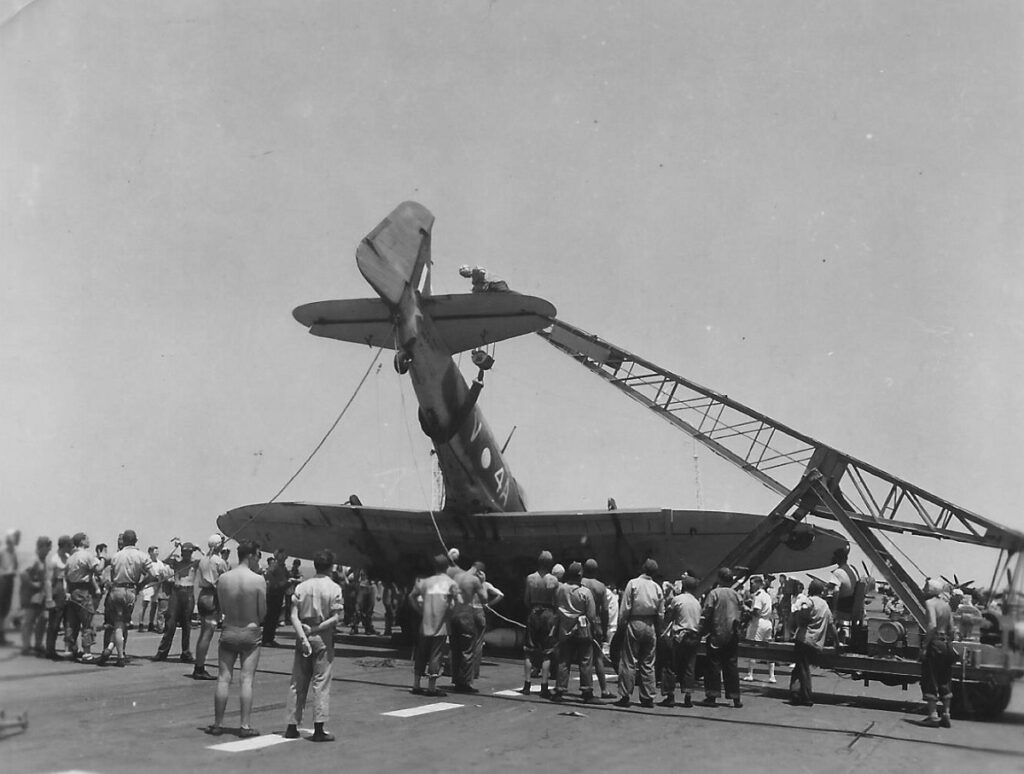 Crashed Fairey Firefly on HMCS Warrior