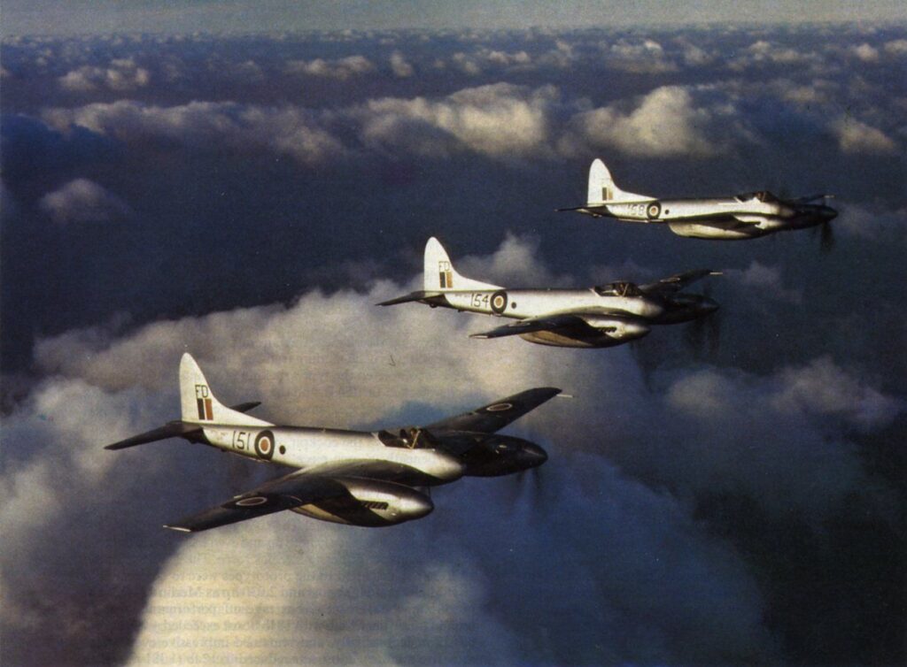 de Havilland Sea Hornet F.20s of No 801 Sqn photographed while based at RNAS Ford