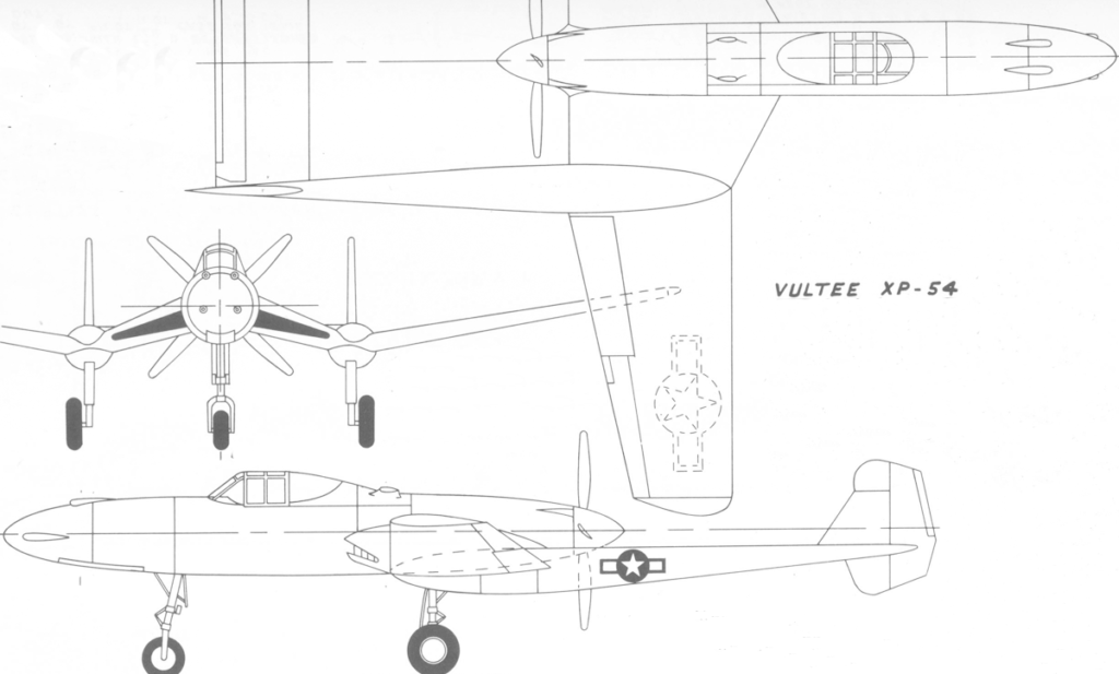 Vultee XP-54 Swoose Goose line drawing