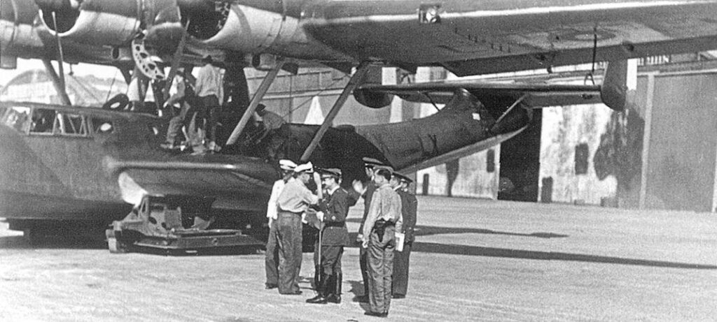 Dornier Do 24 Major Pombo and other members of the EdA group shake hands and exchange salutes with their Luftwaffe instructors