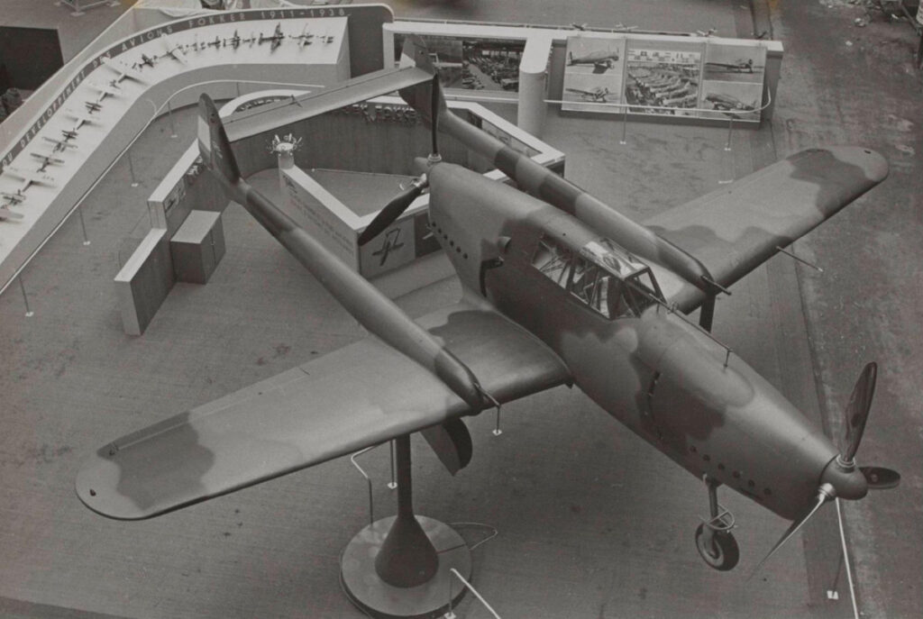 Fokker D.XXIII prototype on display at the Paris air salon in 1938