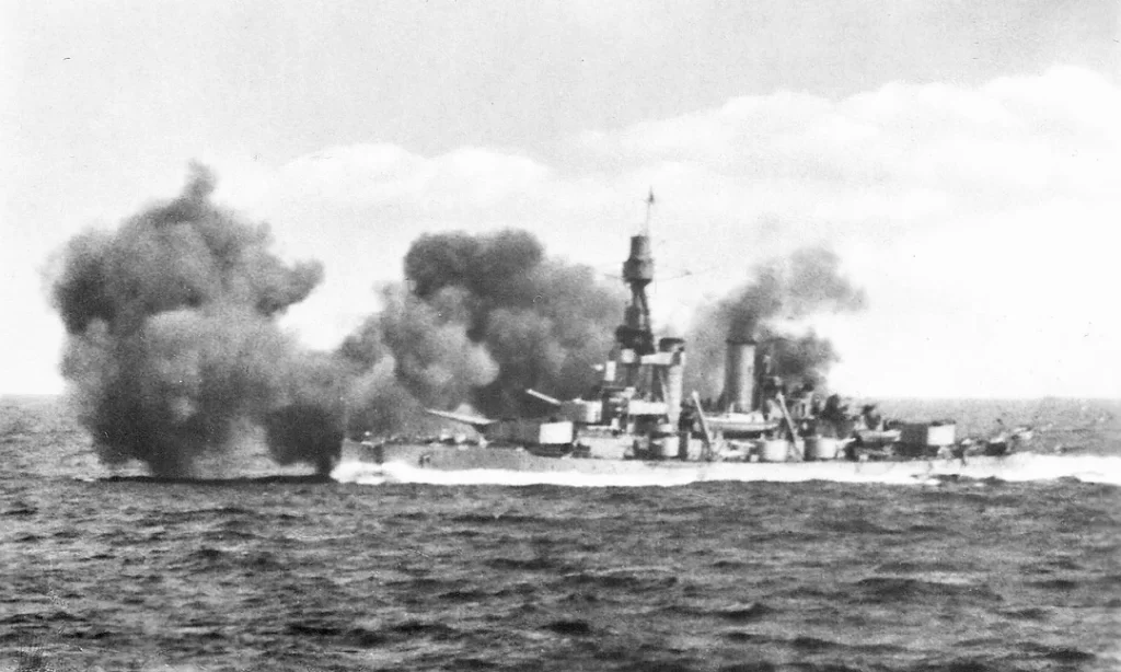 HSwMS Drottning Victoria firing a broadside