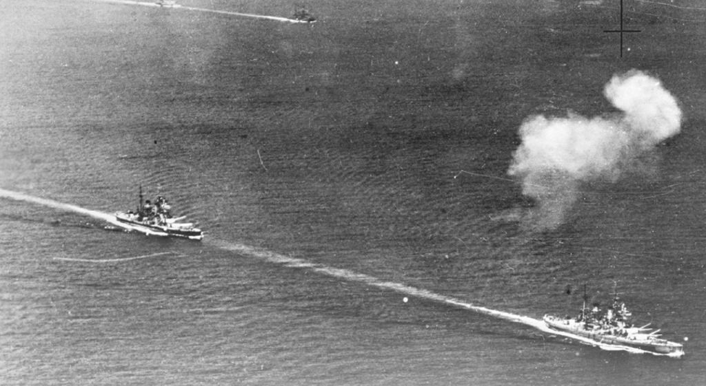 HMS King George V and HMS Howe bombard Japanese airfields at Sakashima Gunto, 4 May 1945