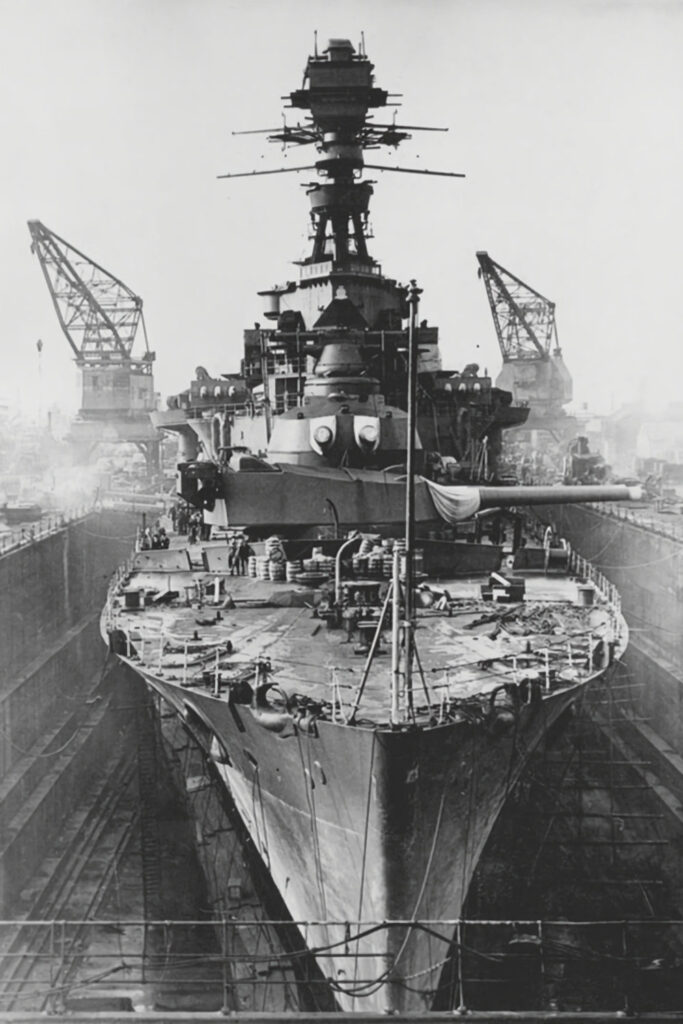 HMS Repulse in dry dock, 1939