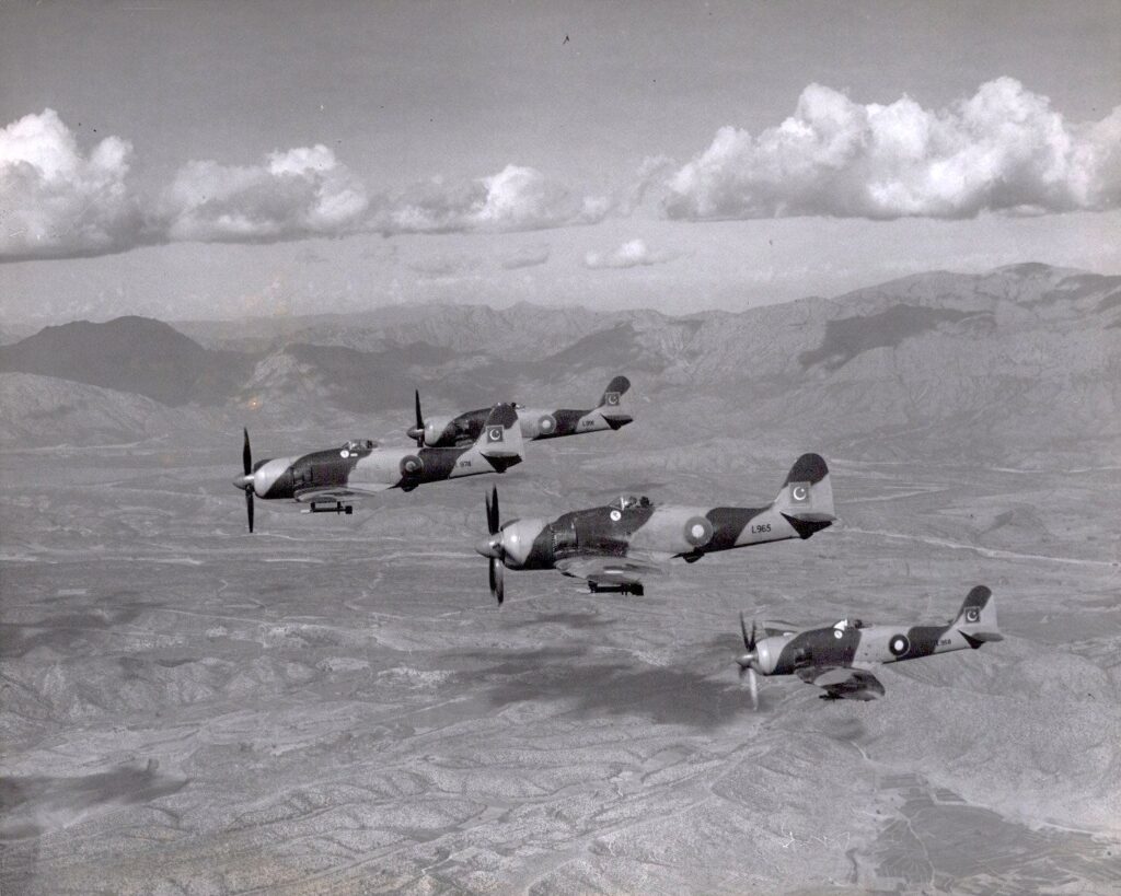 Hawker Sea Furies of No. 9 Squadron RPAF on patrol over Miranshah during skirmishes with Afghanistan in 1958