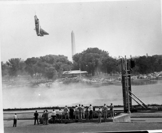 Ryan X-13 Vertijet landing at the Pentagon