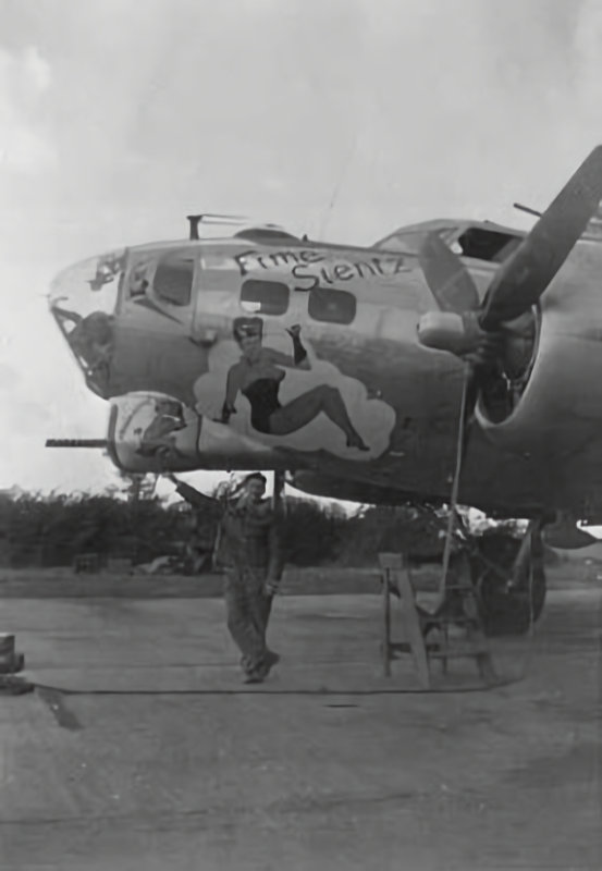 Boeing B-17 43-38260 Fime Sientz of the 837BS 487BG [4F-A] based at Lavenham. Hit by flak which knocked out #3 & #4, then caught fire, crashed near Seibersbach/Hunsruck, W of Bingen, Ger. 1 KIA 8 POW