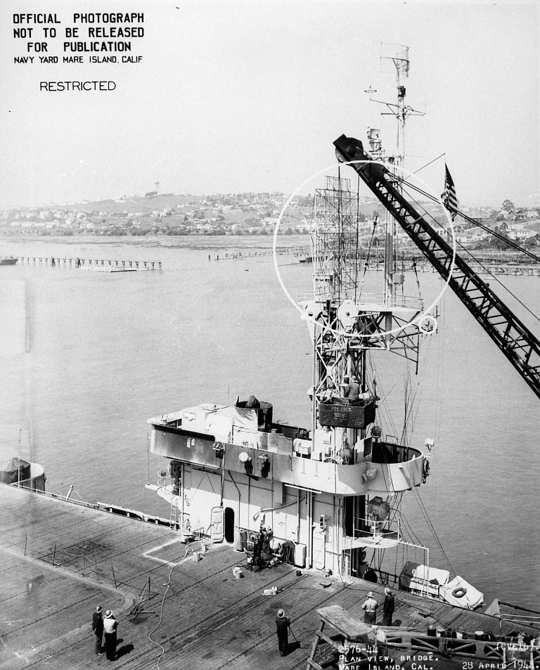 Amidships view of USS Nassau (CVE-16) at Mare Island on 28 April 1944