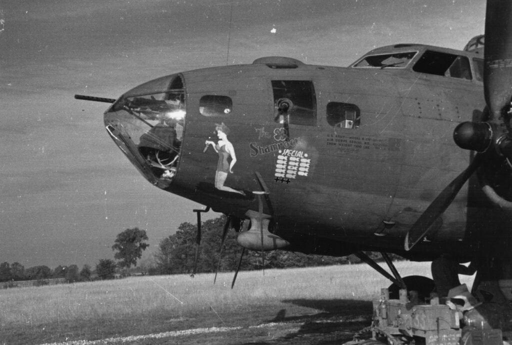 Boeing B-17F serial 42-29591 The Shamrock Special (coded LL-Z) of the 401st Bomb Squadron, 91st Bomb Group