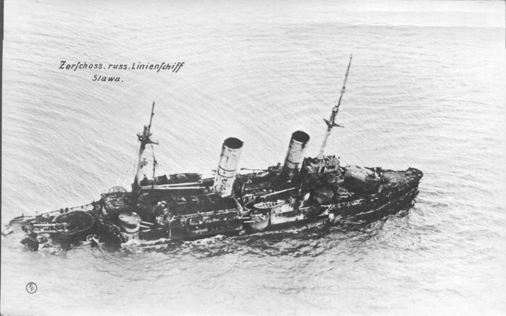 Slava in 1917 sunk at Moonsund