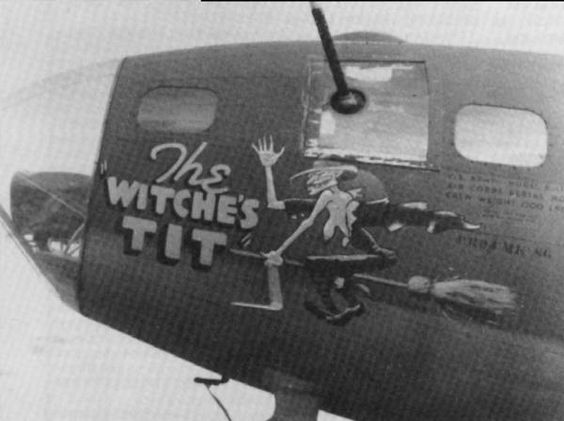 Boeing B-17F-50-BO s/n 42-5382 The Witches Tit . Assigned to 360BS/303BG [PU-E] Molesworth on 25/2/43. Missing in Action Wangerooge Is, Holl. 25/6/43 shot down by enemy aircraft, crashed near Oldenburg, Ger. 9 POW 1 KIA