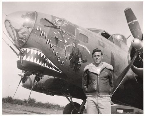 Boeing B-17G-15-DL 42-37871 Uninvited of the 711th Bomb Squadron, 447th Bomb Group, based at Rattlesden Suffolk. Declared war weary Jan 1945, Returned to US and scrapped