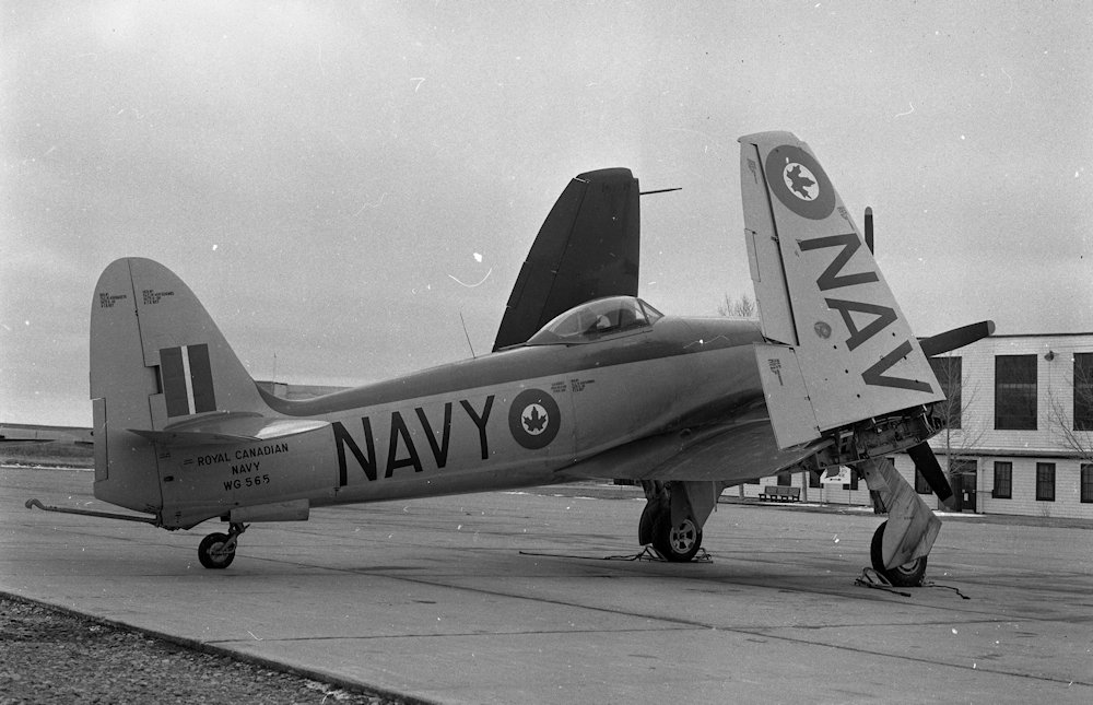 Hawker Sea Fury FB.11 WG565, McCall Field, Calgary, after last Canadian flight of type by Flying Officer Garrison 1 April 1957